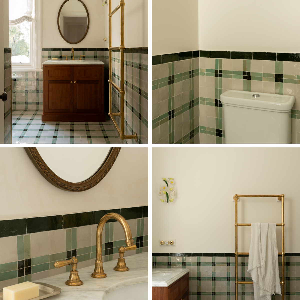 Moroccan Zellige Palacio Mosaic Avocado + Dark Green + Chameleon