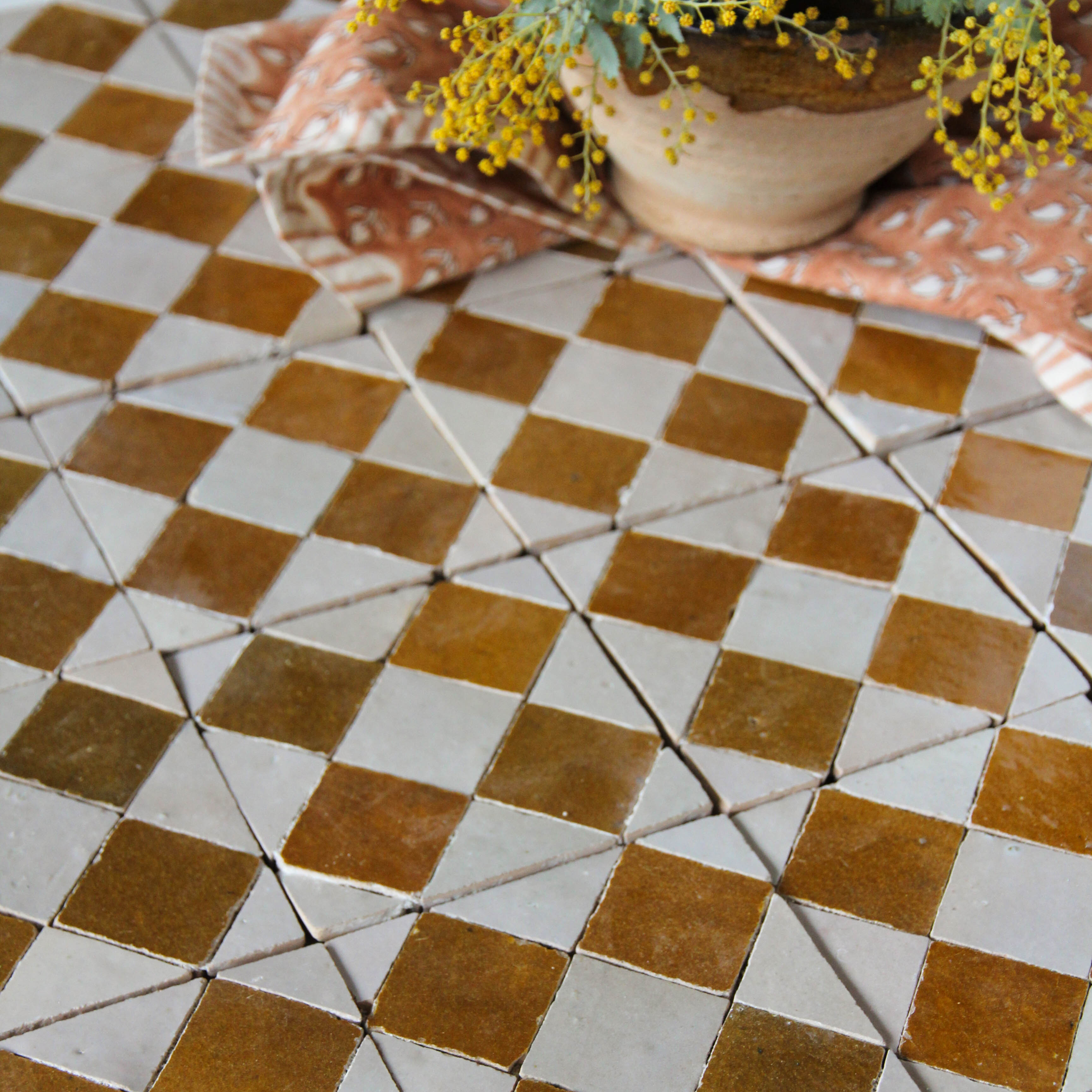 Moroccan Zellige Mosaic EZR0225 Manuka, Oat