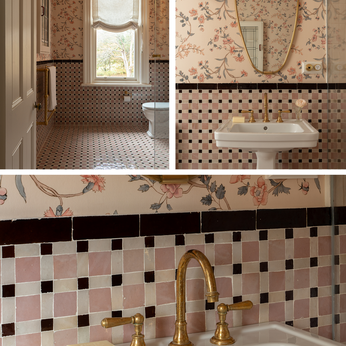 Moroccan Zellige Reticula Mosaic Clay + Chocolate + Moroccan Pink