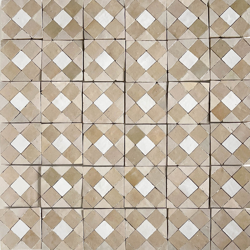 Moroccan Zellige Mosaic EZR0225 Oat, Latte, Snow - NEW*