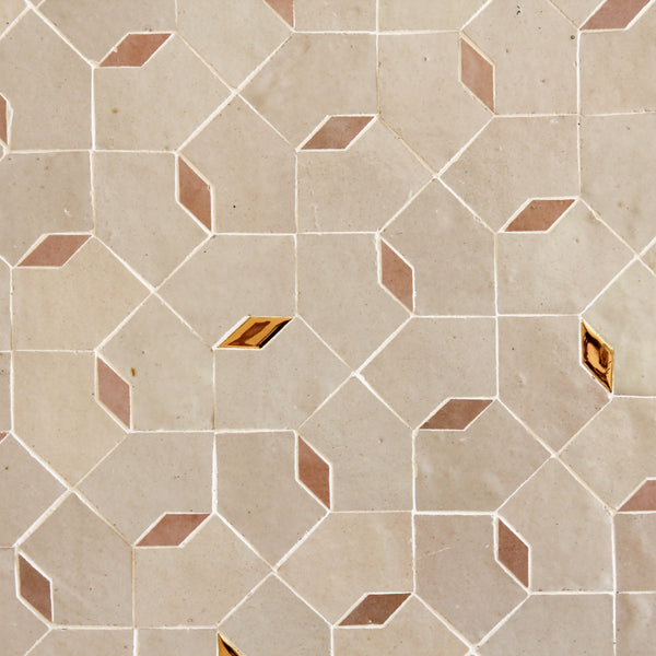 Moroccan Zellige Mosaic EZR0227 - Dust, Moroccan Pink & Oro