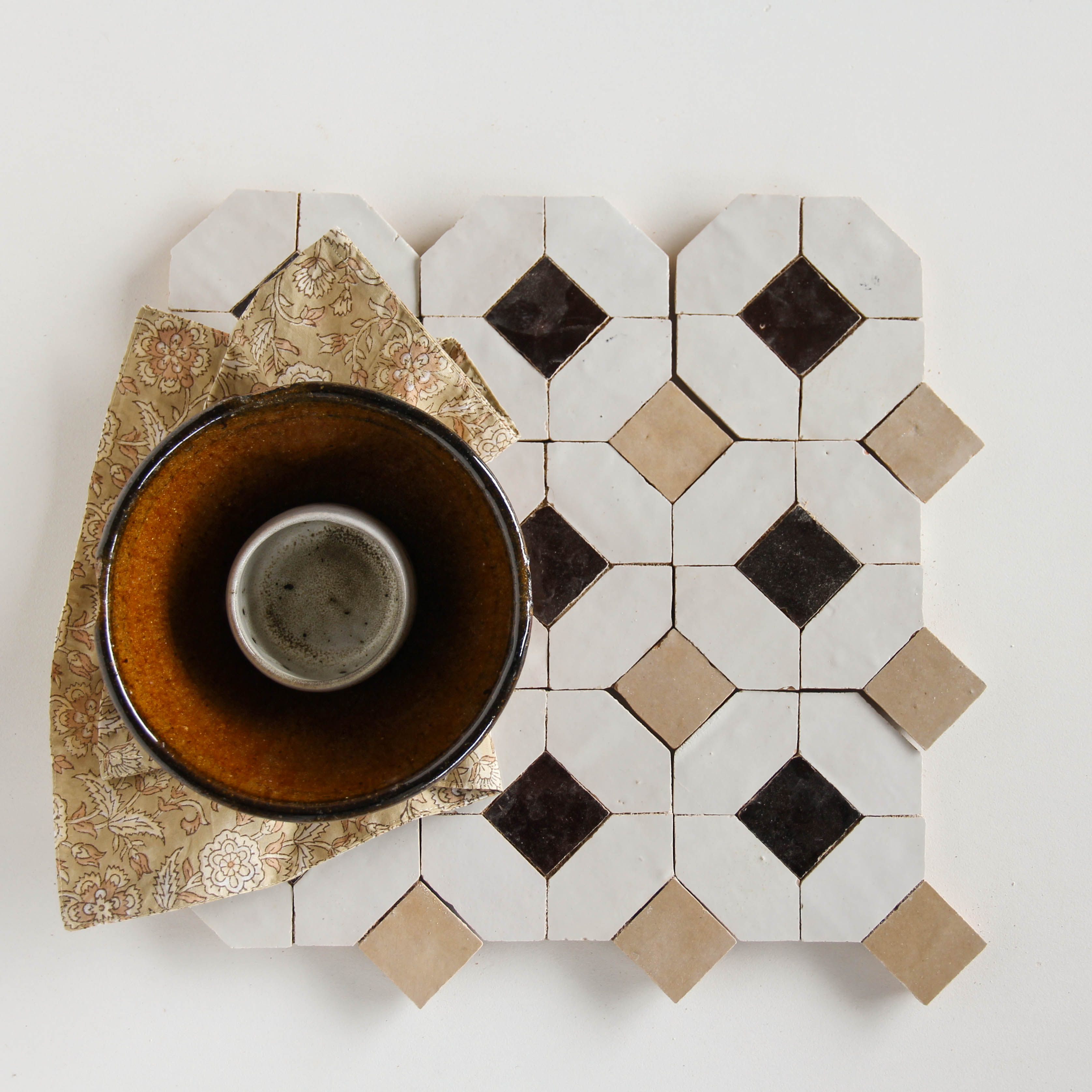 Moroccan Zellige Mosaic EZR0229 - Dust, Chocolate & Oat