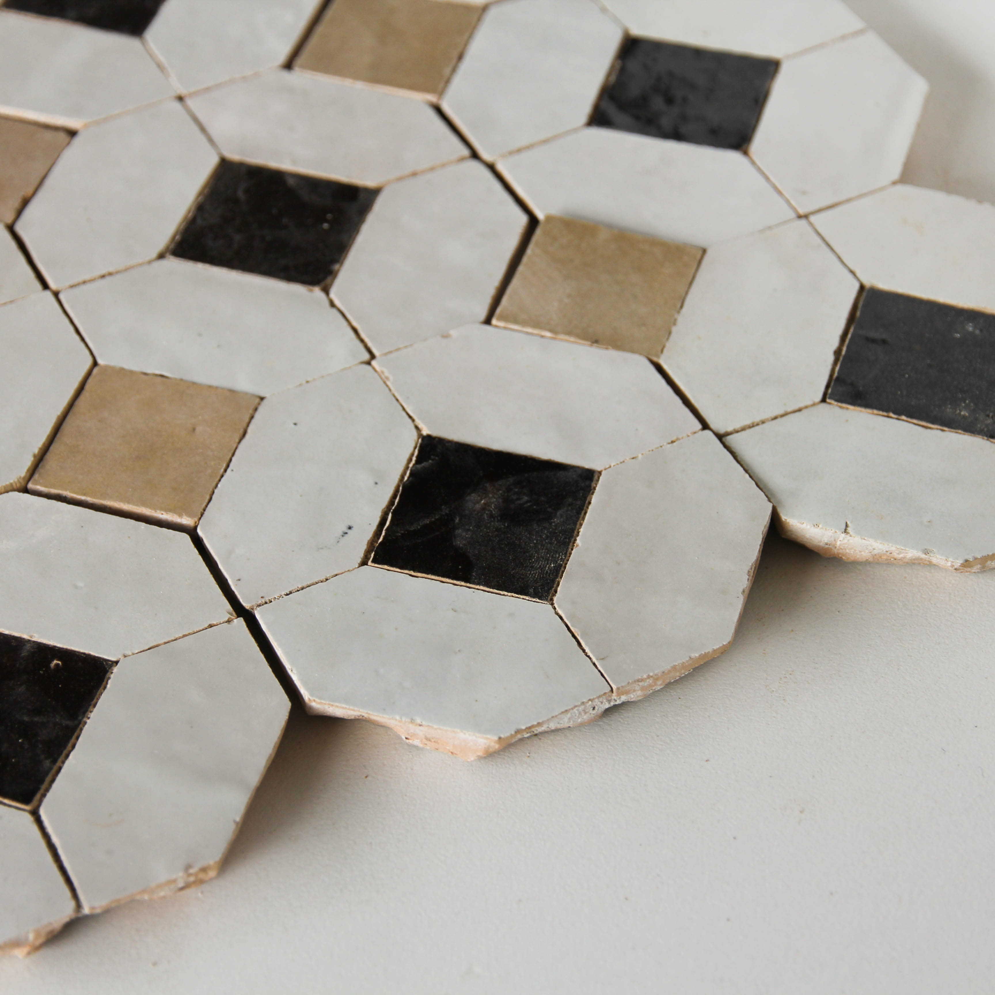 Moroccan Zellige Mosaic EZR0229 - Dust, Chocolate & Oat