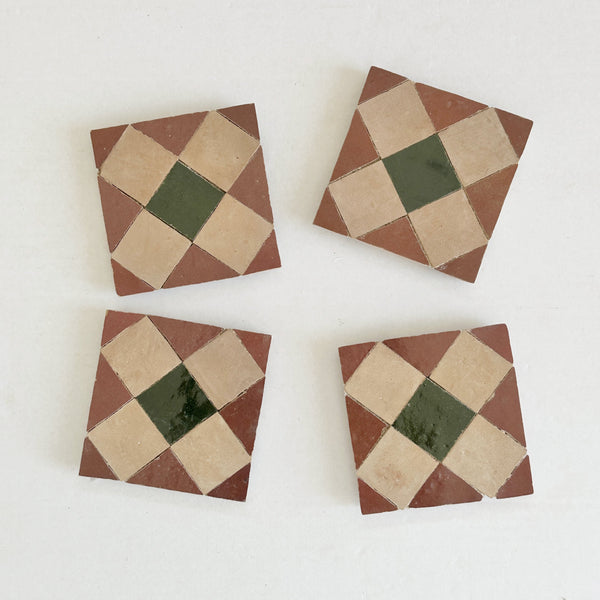 Moroccan Zellige Mosaic EZR0225 Rust, Dark Green, Clay - NEW*